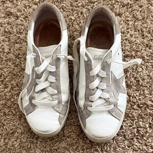 Golden Goose White and Gray Star Sneakers